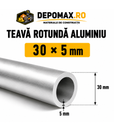 Teava rotunda aluminiu 30 x 5 mm, 6 metri (6060)